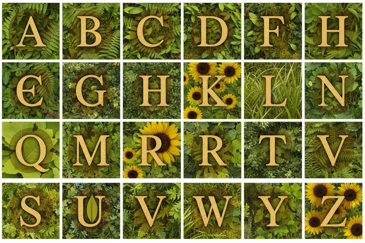 Nature and wildlife alphabetical designs