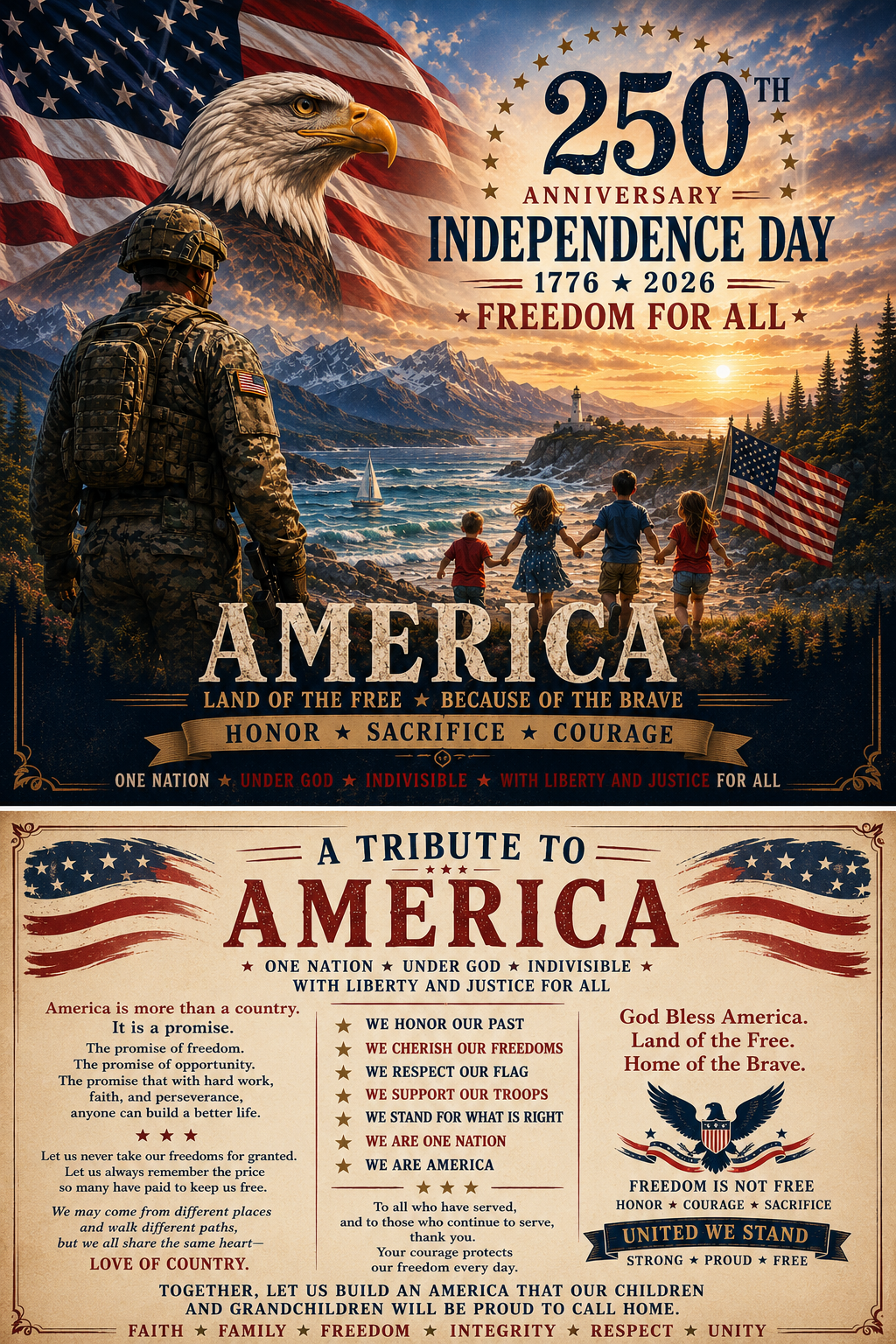 America 250th Independence Day Commemorative Poster 1776-2026
