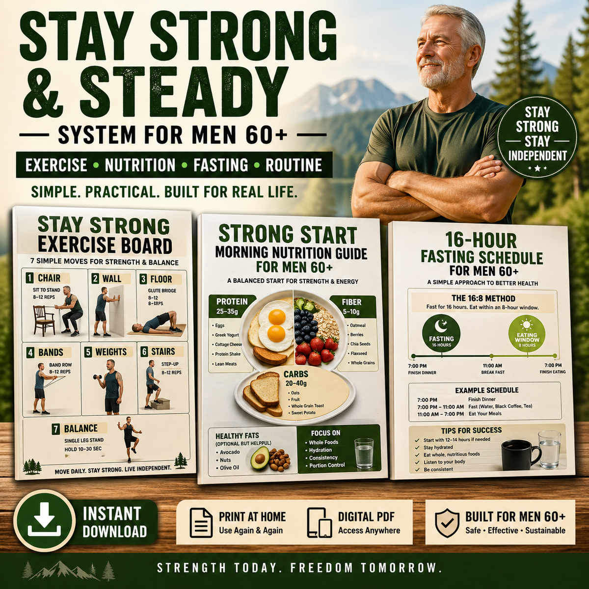 Stay Strong & Steady Workout and Nutrition Trusted secure digital download png, jpg, pdf,