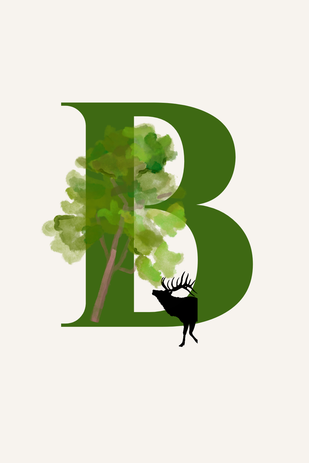 Nature and wildlife alphabet digital designs.