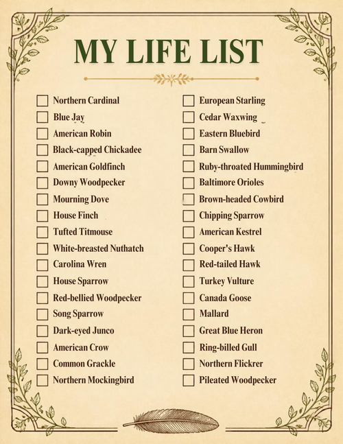 Bird life list page